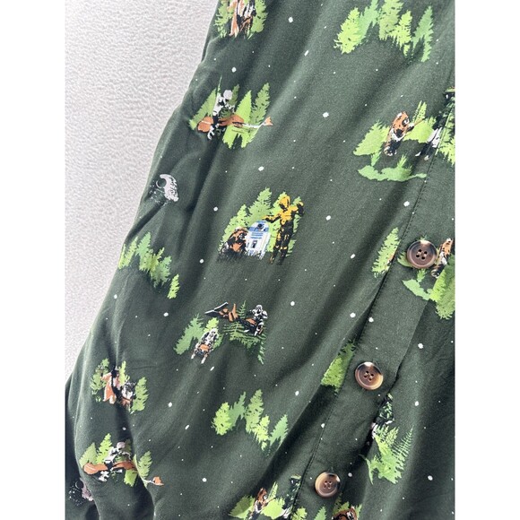 Her Universe Star Wars Endor Shirt Dress Size S Green Button Front Short Sleeve - Picture 7 of 14